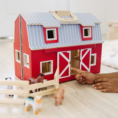 Melissa & Doug - Wooden Fold & Go Barn