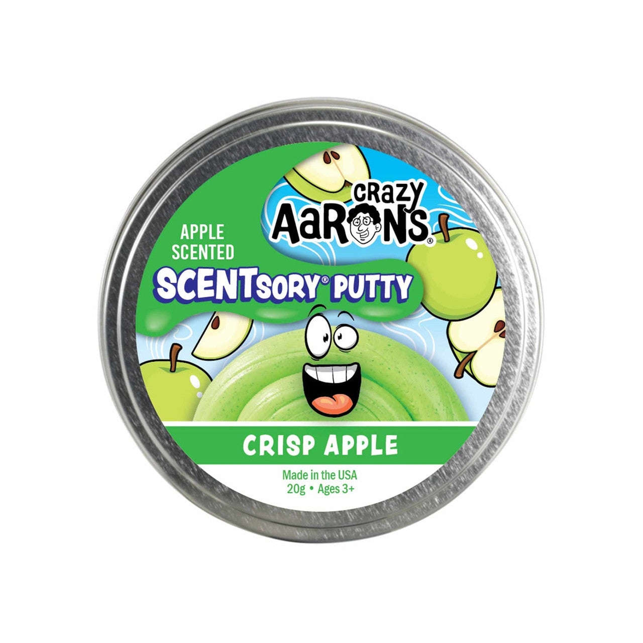 Crazy Aaron's Apple Scented SCENTsory Putty - Crisp Apple 2.75" Tin