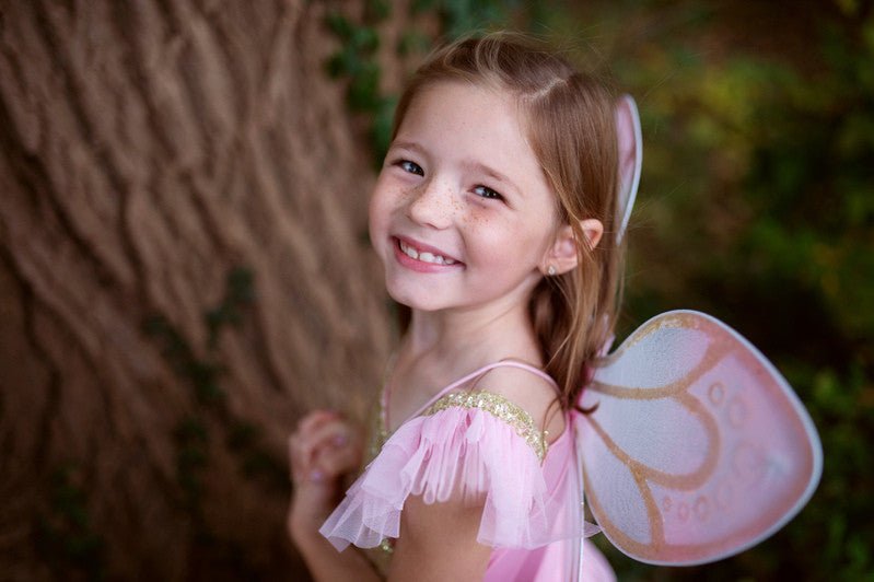 Great Pretenders - Gold Sequins Butterfly Dress & Wings (size 5-7)