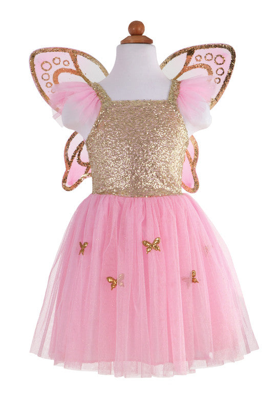 Great Pretenders - Gold Sequins Butterfly Dress & Wings (size 5-7)