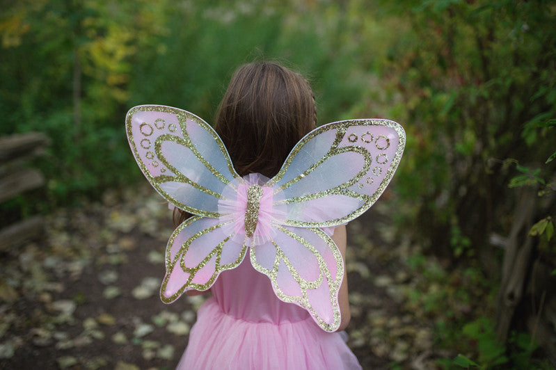 Great Pretenders - Gold Sequins Butterfly Dress & Wings (size 5-7)