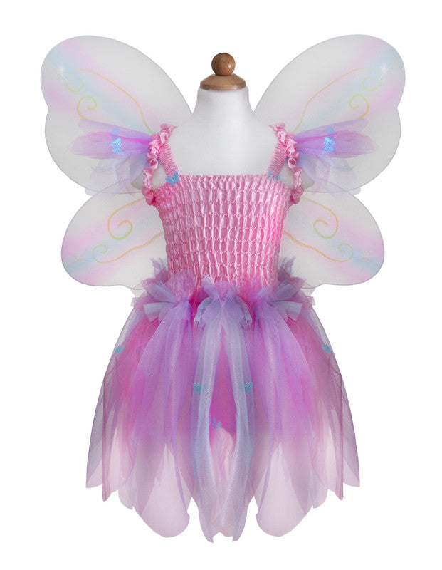 Great Pretenders - Pink Butterfly Dress & Wings with Wand (size 5-6)