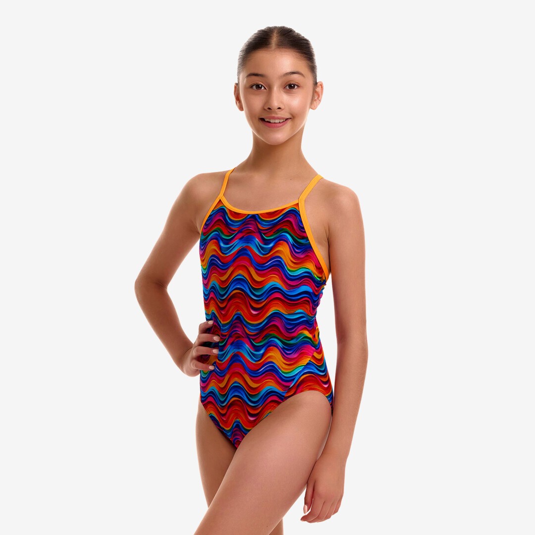 Funkita Girls Plastic Fantastic Diamond Back One Piece Swimsuit with chlorine-resistant ECO C-INFINITY fabric