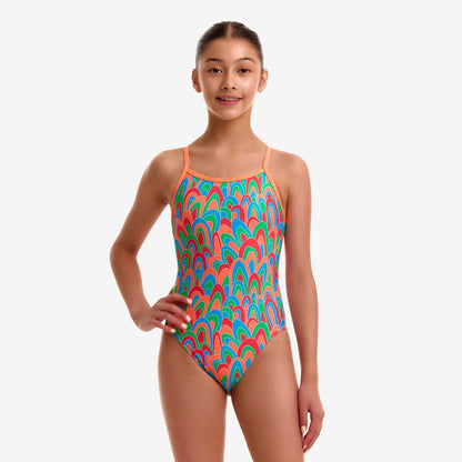 Funkita Girls Hush Puffy Single Strap One Piece Swimsuit with chlorine-resistant ECO C-INFINITY fabric