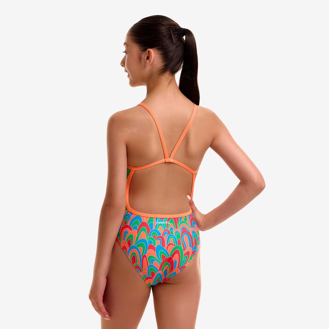 Funkita Girls Hush Puffy Single Strap One Piece Swimsuit with chlorine-resistant ECO C-INFINITY fabric