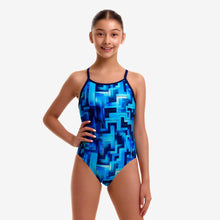 Funkita Girls You Blued Diamond Back One Piece Swimsuit with chlorine-resistant ECO C-INFINITY fabric