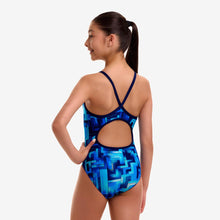 Funkita Girls You Blued Diamond Back One Piece Swimsuit with chlorine-resistant ECO C-INFINITY fabric