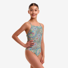 Funkita Girls Pretti Penny Tie Me Tight One Piece Swimsuit with adjustable tie back and chlorine-resistant ECO C-INFINITY fabric