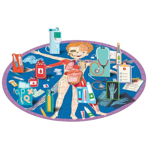 Sassi Travel, Learn and Explore Book and Puzzle Set - All About The Human Body, 200 pcs