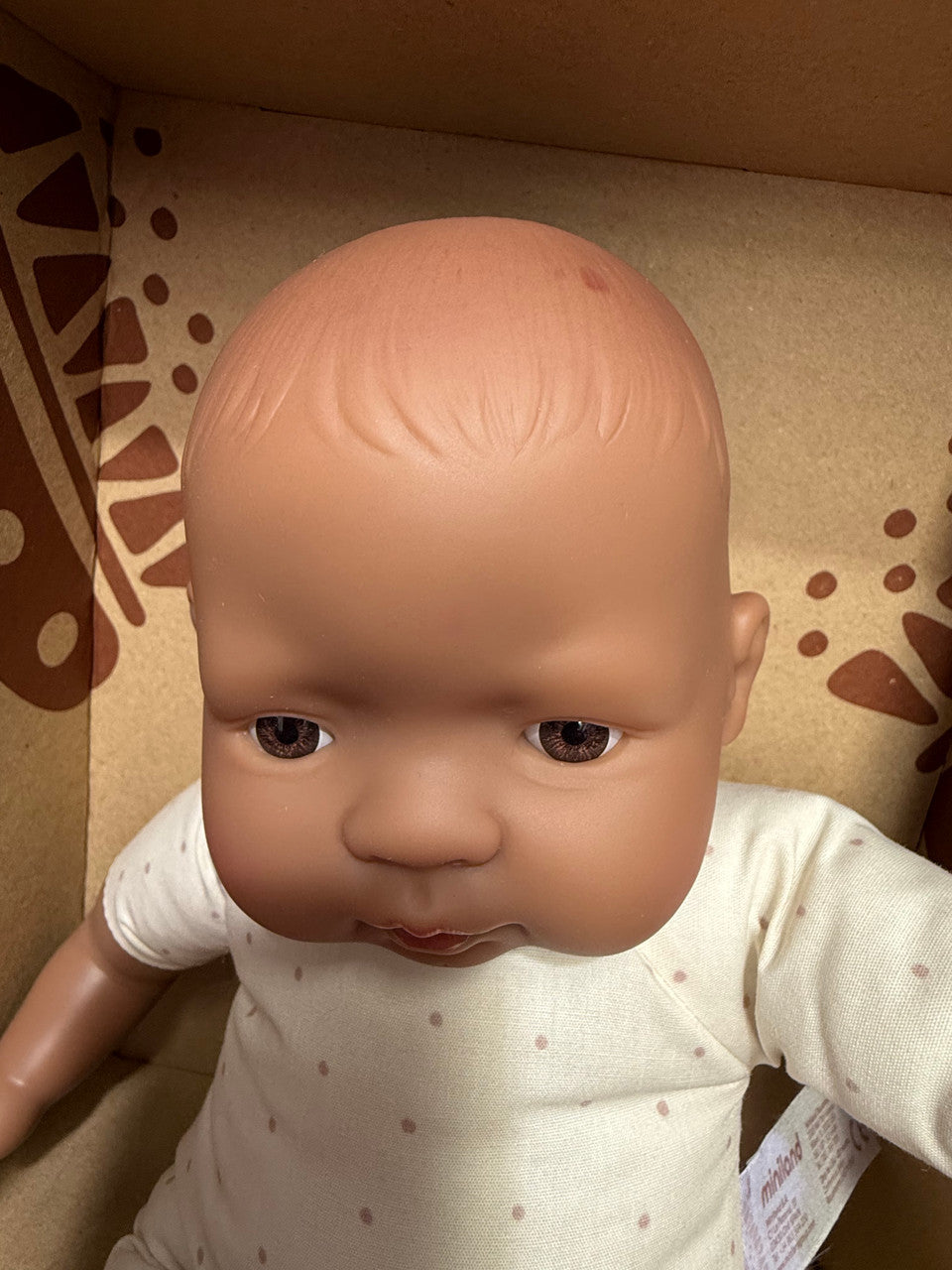 Miniland Doll 32cm - Hispanic Soft Body Baby Doll (Boxed) *Minor markings on face/head*