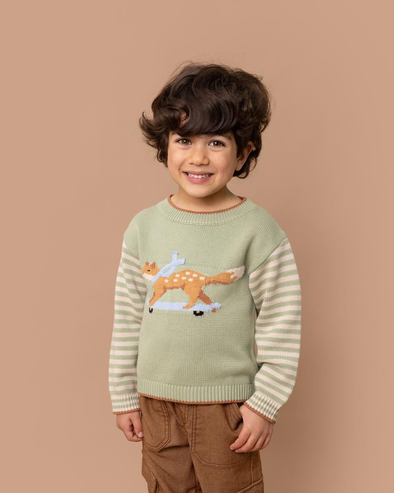 Fox & Finch - Nevada Skating Fox Knitted Jumper (sizes 3-5)