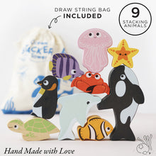 Le Toy Van - Ocean Life Stacking Animals & Bag - 10 Piece