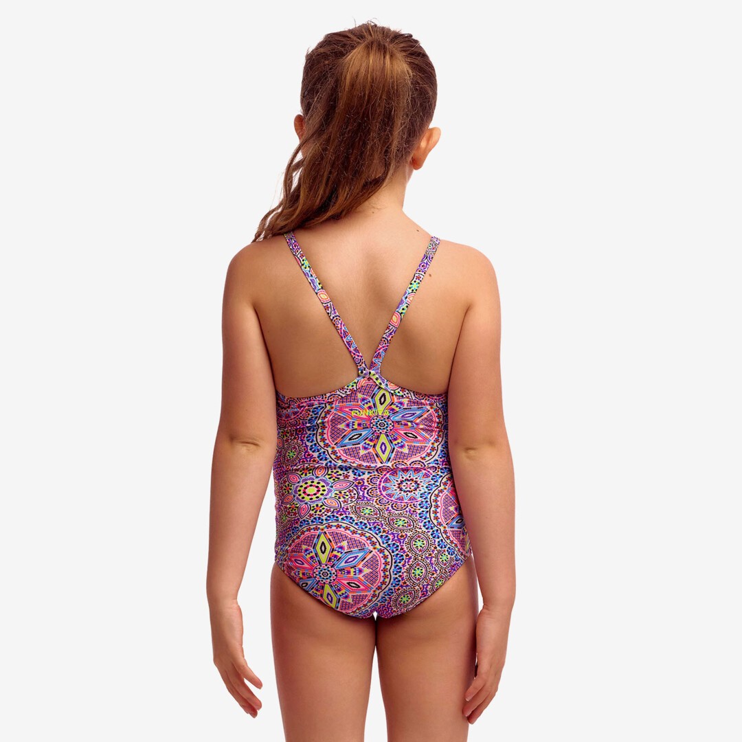 Toddler girls Love Lacy printed one piece swimsuit by Funkita with colourful chlorine-resistant swim fabric