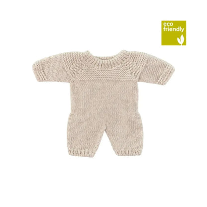 Miniland Clothing 21cm - Eco Knitted Doll Pyjamas - Beige