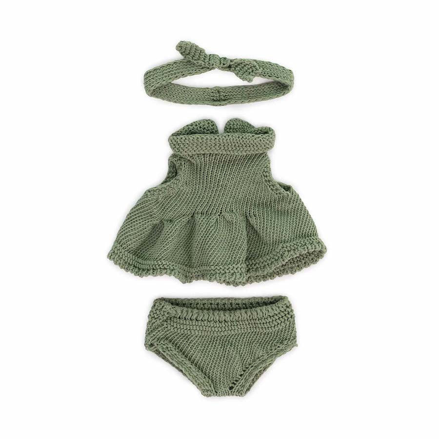 Miniland Clothing 21cm - Eco Knitted Dress & Hairband