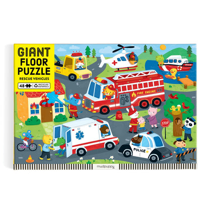 Mudpuppy 48pc - Rescue Vehicles Floor Puzzle