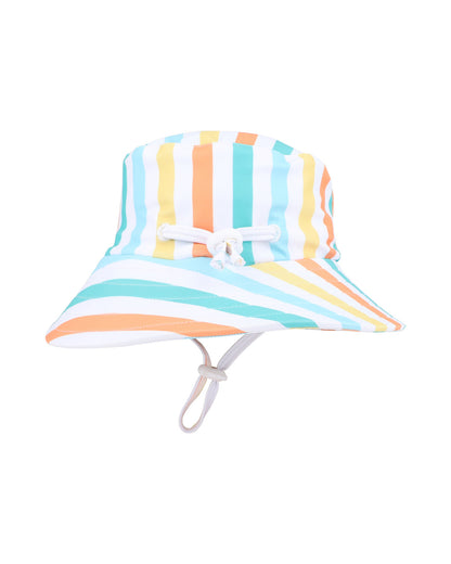 Minihaha - Luca Stripe Swim Hat with Quick Release Neck Tie