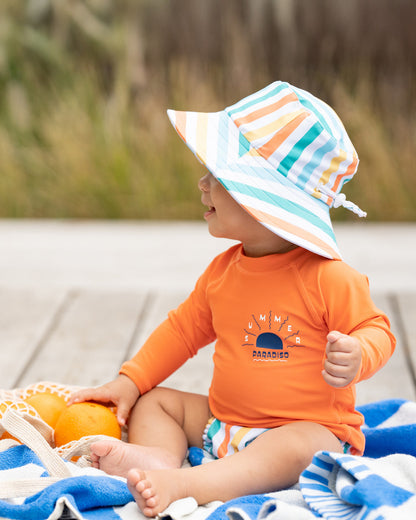 Minihaha - Luca Stripe Swim Hat with Quick Release Neck Tie