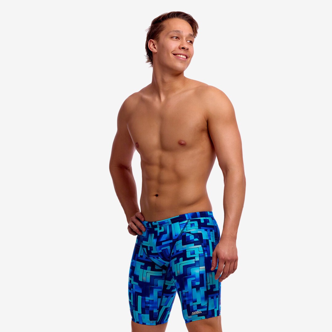 Funky Trunks Men's You Blued Training Jammers with chlorine-resistant ECO C-INFINITY fabric