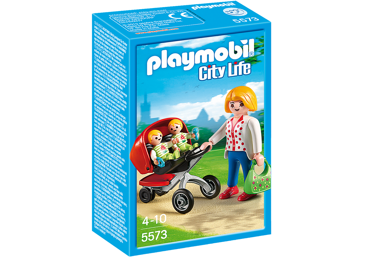 Playmobil City Life Mother with Twin Stroller