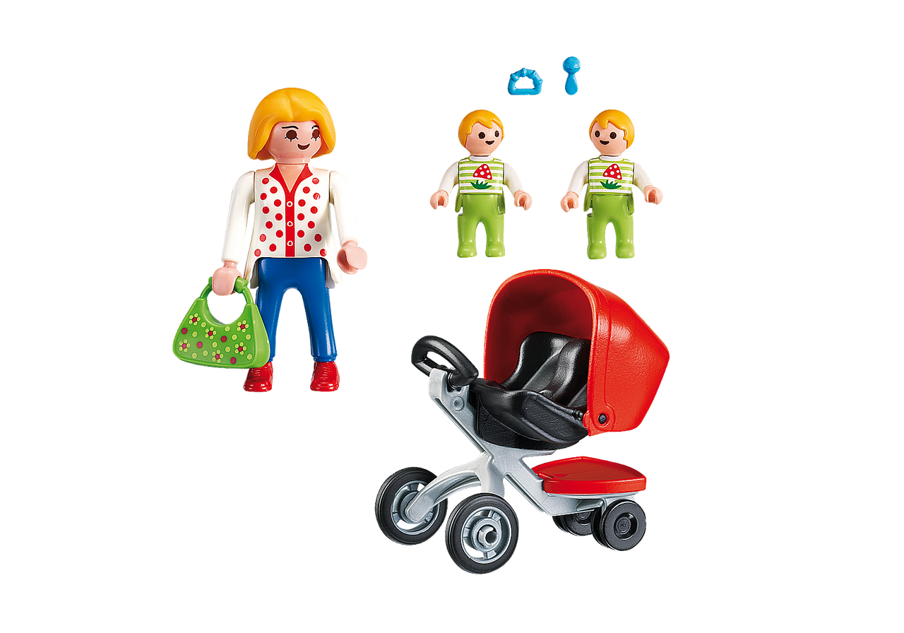 Playmobil City Life Mother with Twin Stroller