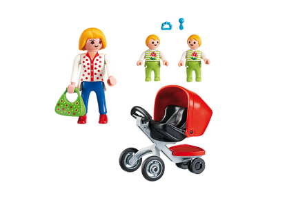 Playmobil City Life Mother with Twin Stroller