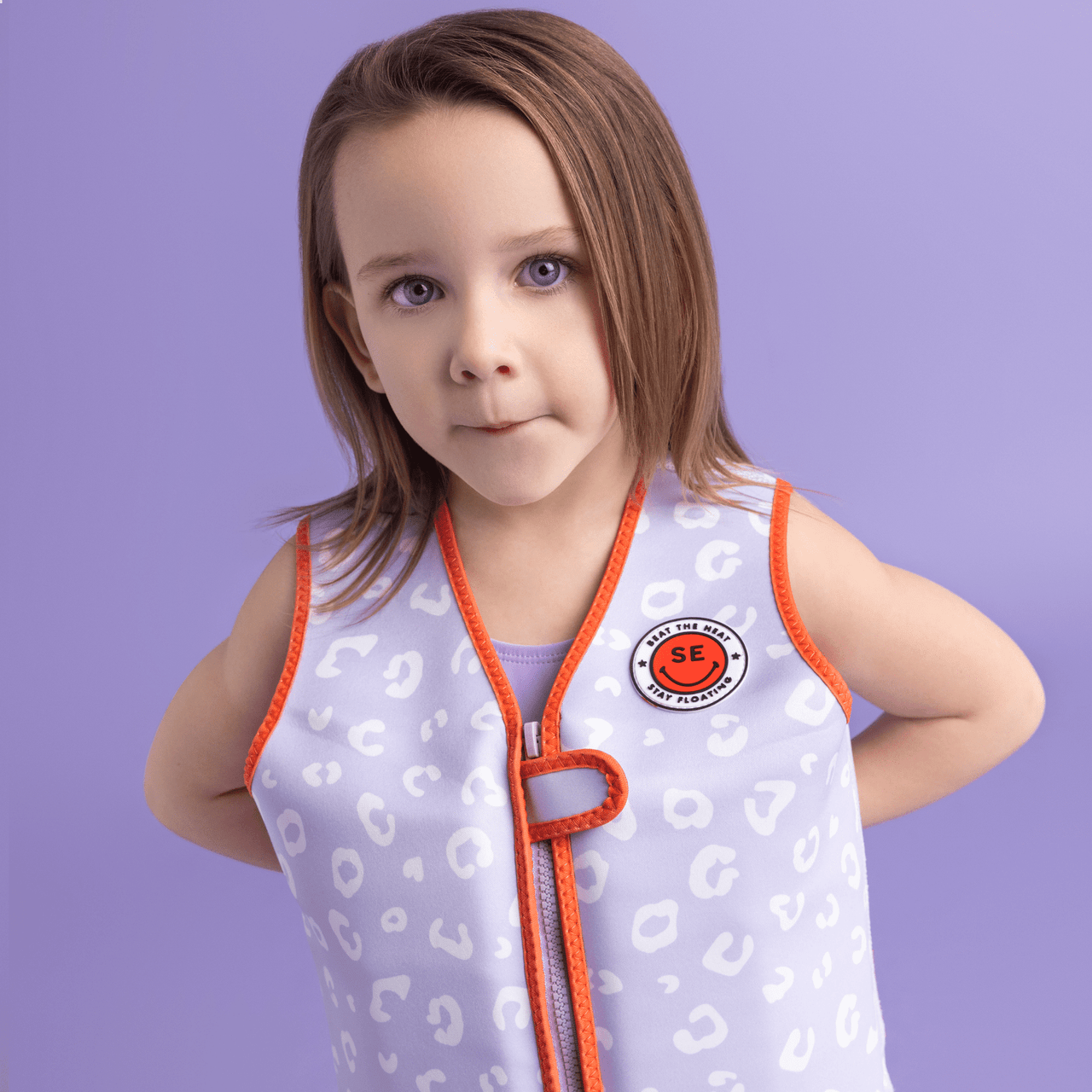 Swim Essentials - Kid's Swim Vest - Lila Leopard 3-6yrs