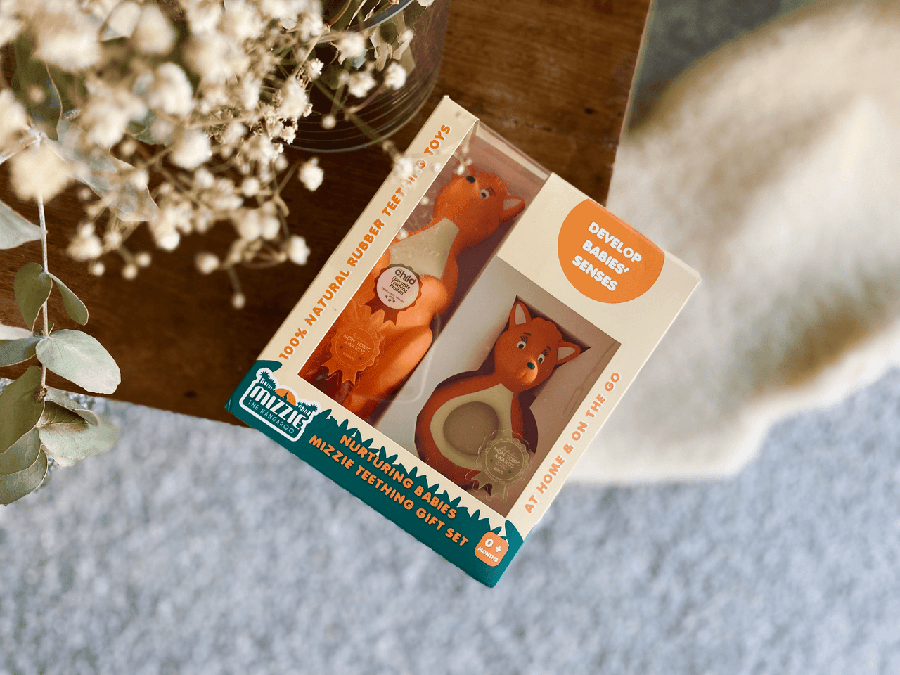 Mizzie the Kangaroo Nurturing Babies 100% Natural Rubber Teethers Gift Set