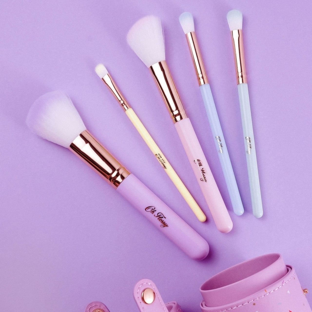 Oh Flossy - 5 piece Rainbow Makeup Brush Set