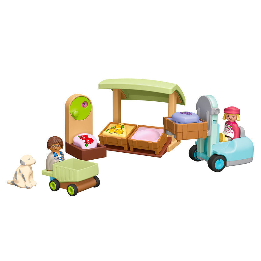 Playmobil Junior - Organic Market Stall & Forklift 71691 *Minor Box Damage*