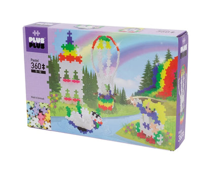 Plus-Plus Pastel Rainbow Hot Air Balloon 360 piece box on a plain white background