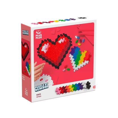 Plus-Plus Puzzle by Number Hearts 250 piece box shown front-on against a white background