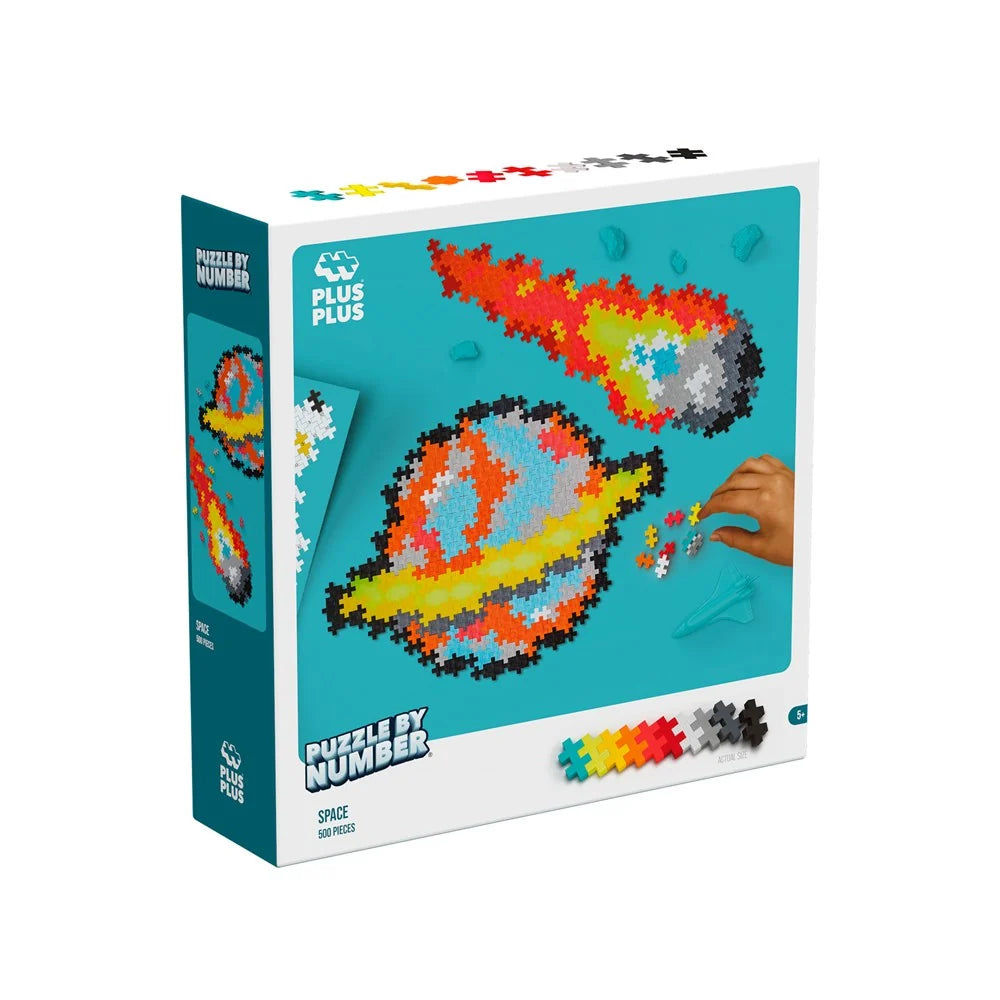 Plus-Plus Puzzle by Number Space 500 piece box shown front-on against a white background