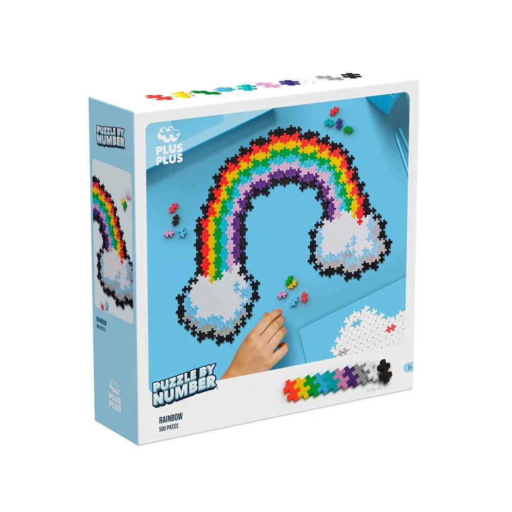 Plus-Plus Puzzle by Number Rainbow 500 piece box shown front-on against a white background