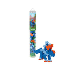 Plus-Plus Triceratops 100 piece tube standing upright against a plain white background