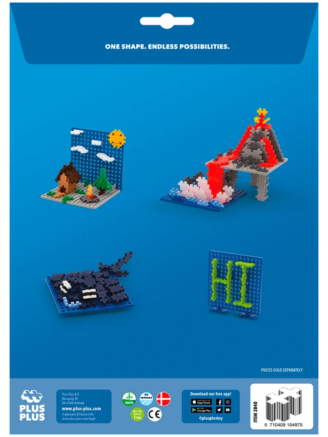 Plus-Plus Baseplates Blue & Grey - 2 Pack, 11.5cm Building Base