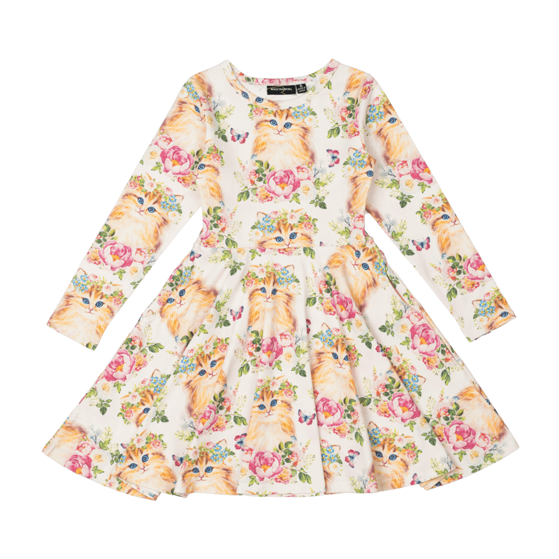 Kitty Kats Long Sleeve Waisted Dress