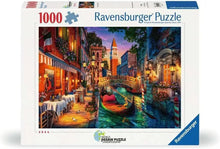 Ravensburger Canal Cruise in Venice 1000 piece jigsaw puzzle featuring gondolas on a romantic Venetian canal at sunset