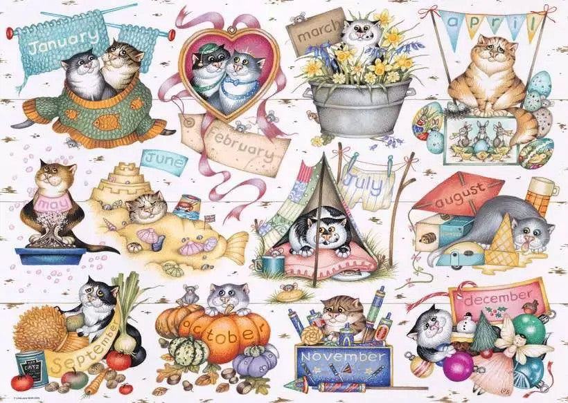 Ravensburger 1000pc - Crazy Cats: Cat's Calendar Puzzle