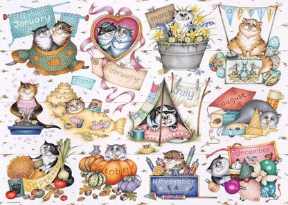 Ravensburger 1000pc - Crazy Cats: Cat's Calendar Puzzle