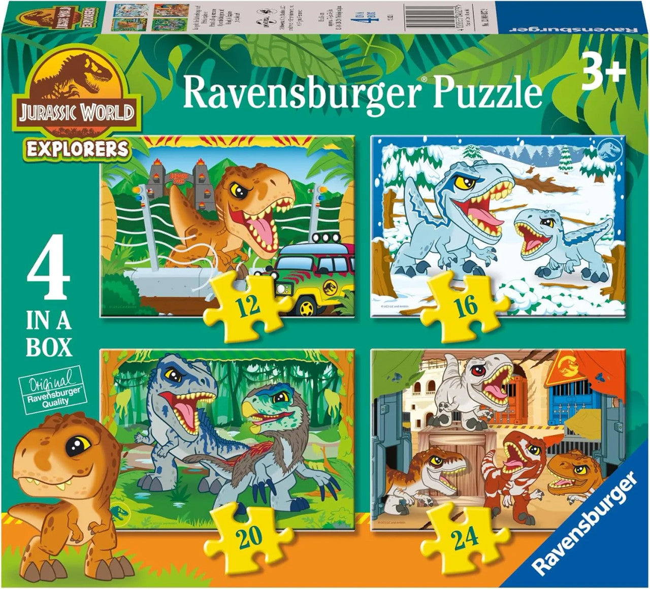 Ravensburger - Jurassic World Explorers 4 in a Box - 12, 16, 20, 24pc Puzzles