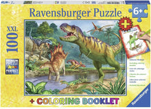 Ravensburger 100pc - World of Dinosaurs Puzzle + Colouring Booklet