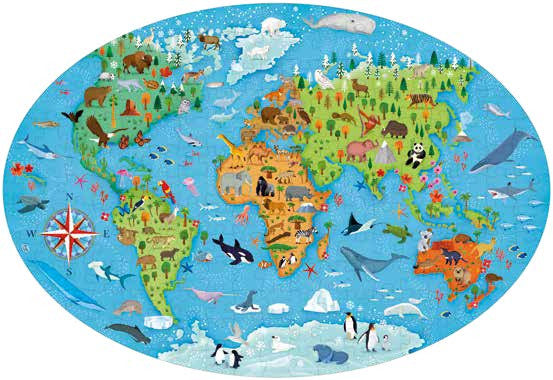 Sassi Travel, Learn and Explore - Puzzle and Book Set - Endangered Animals, 205 pcs