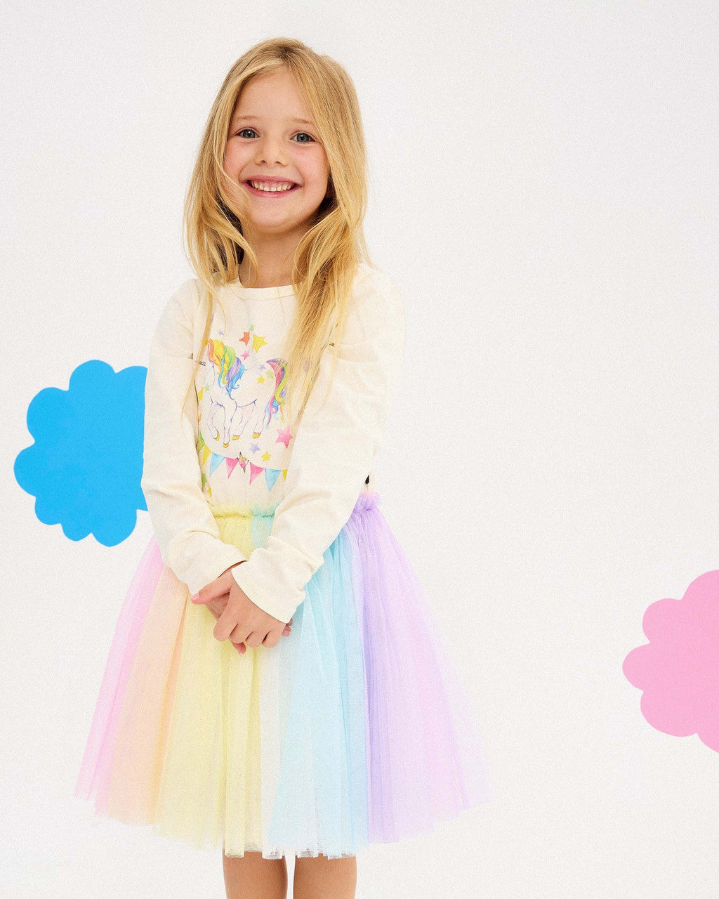 Rock Your Baby - Unicorn Flags Long Sleeve CIRCUS Dress