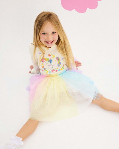 Rock Your Baby - Unicorn Flags Long Sleeve CIRCUS Dress