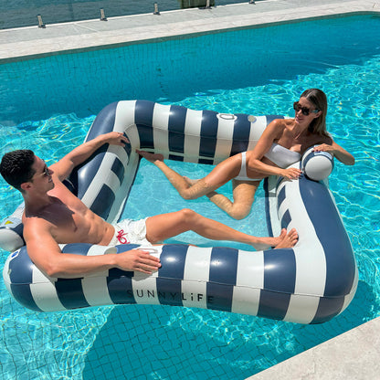 Sunnylife - Luxe Twin Hammock Float - Le Weekend Navy Stripe