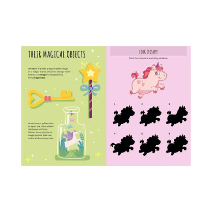 Sassi Stickers and Activities Book Unicorns featuring magical unicorns, colouring pages, puzzles and 60 colourful stickers