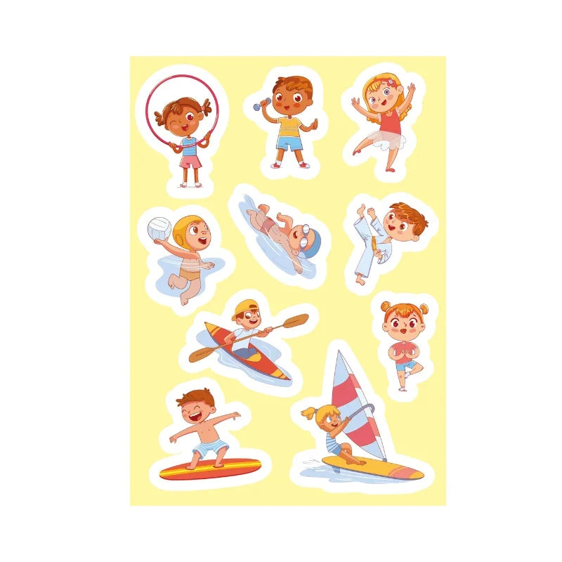 Sassi Stickers & Activities Book Sports featuring 24 activity pages with sports-themed colouring, puzzles, games and 60 colourful stickers