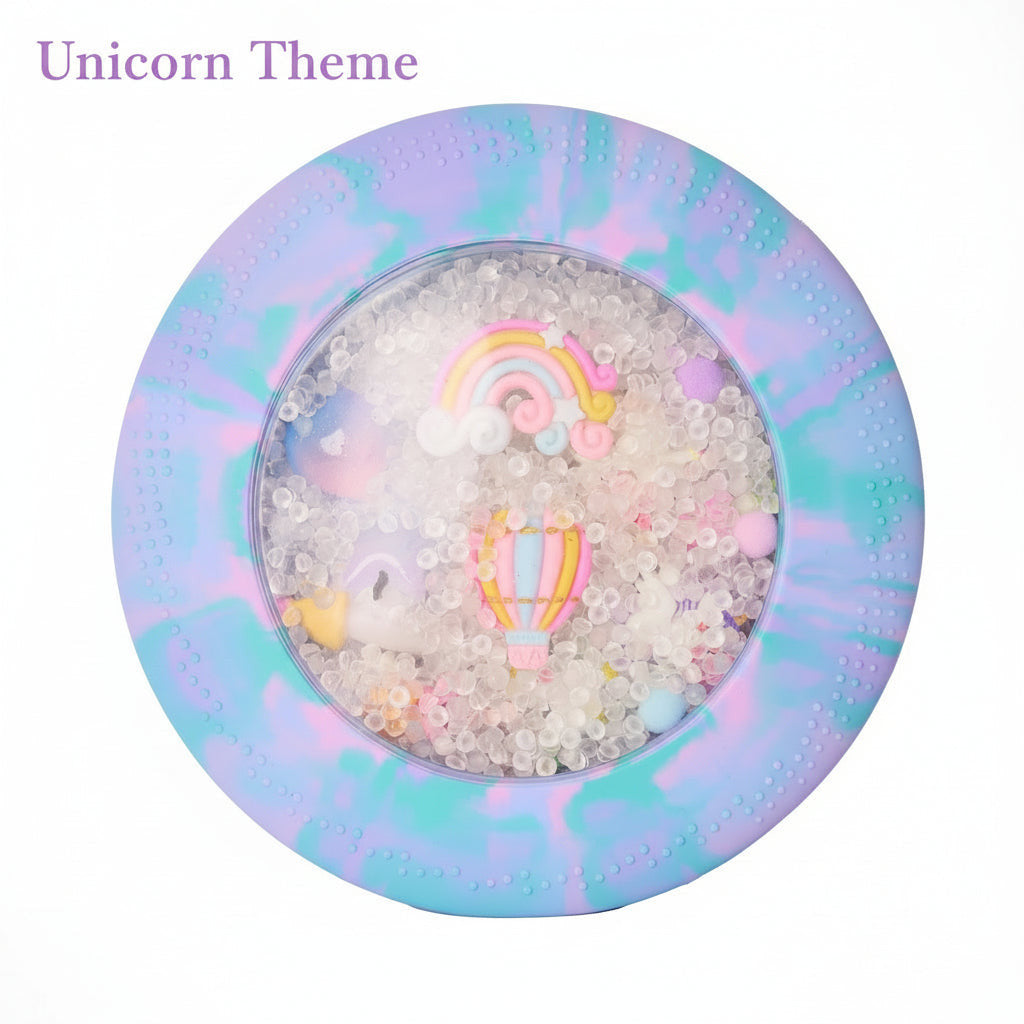 Jellystone Peekaboo Sensory Bag Unicorn with weighted beads and hidden rainbow themed sensory pieces