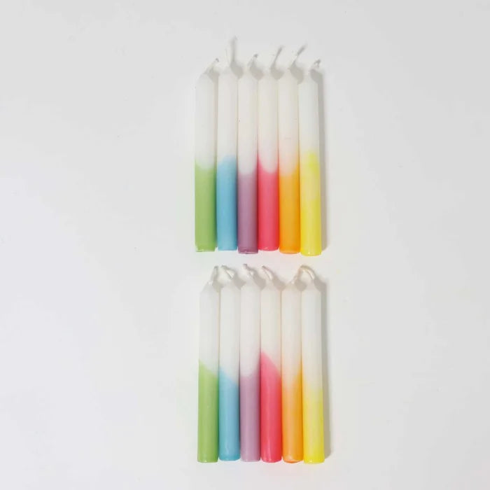 Grimm's Dip Dye Rainbow Candles - 12 Pack for Celebration Rings